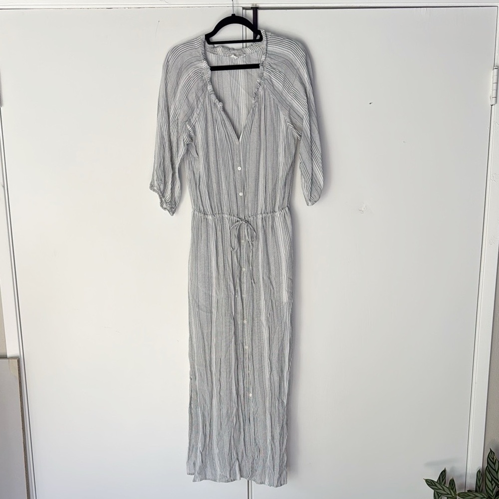 Gap Gray Striped Button Down Maxi Dress